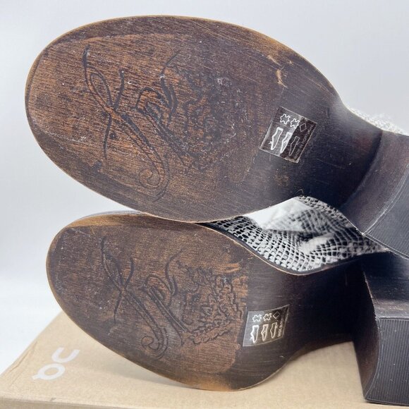 Free People Elle Women’s Mid Calf Boots Block Heel Snake White Gray EU 36 US 6 - Picture 11 of 13